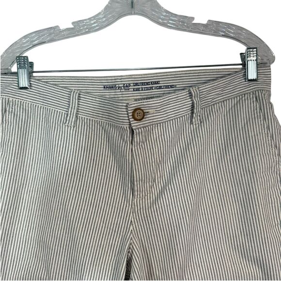 GAP  Girlfriend Khaki Pants Jeans Black White Stripe Pant Size 8 NWOT - Picture 7 of 8